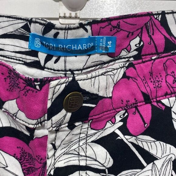 Tori Richard Women's Multicolor Floral Tropical Skinny Casual Pants Size 14 - Picture 4 of 7